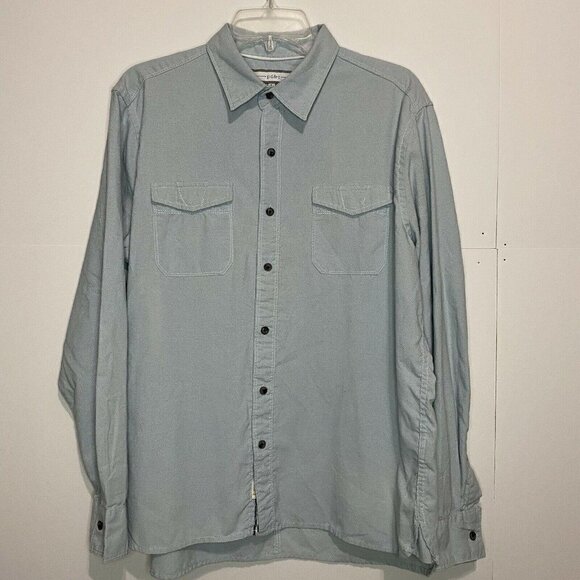 PD&C Sz Large Long Sleeve Casual Button Down Shirt Blue w/ Tiny Pattern - Picture 1 of 7